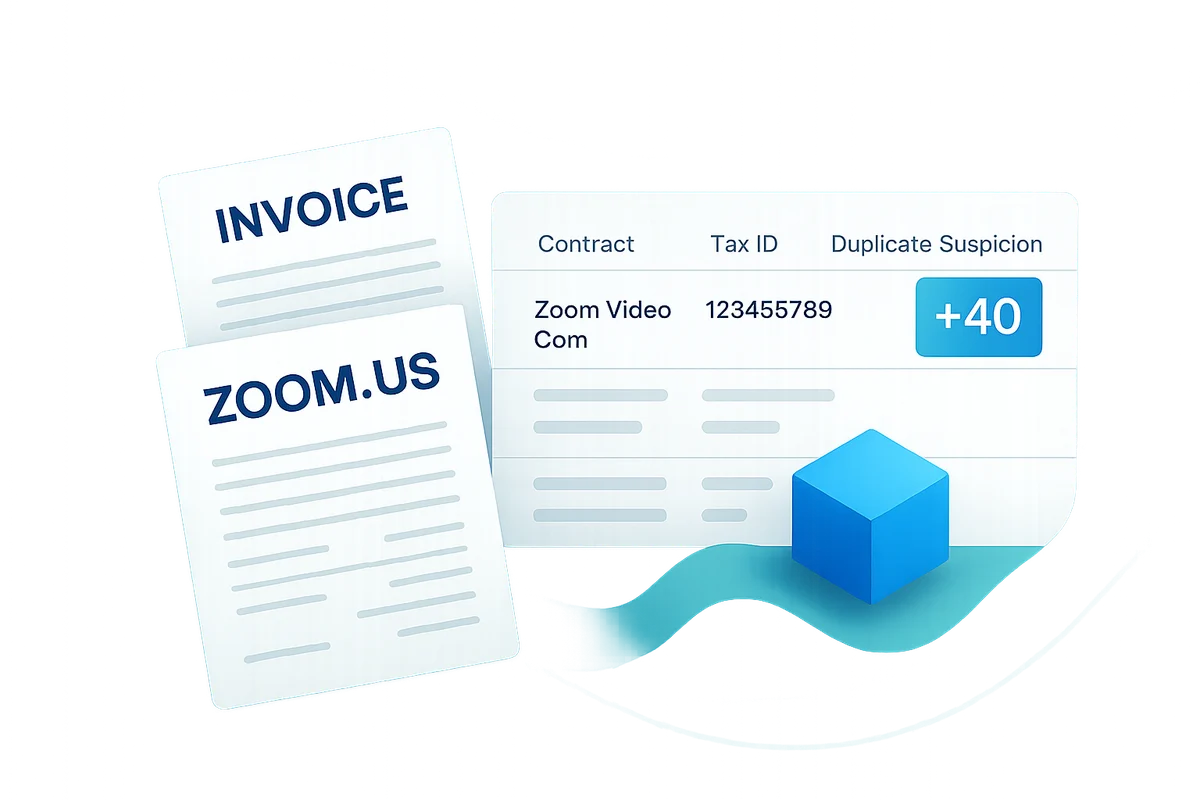 Spreadsheet displaying various vendor names highlighting subscription duplicates across different payment methods.