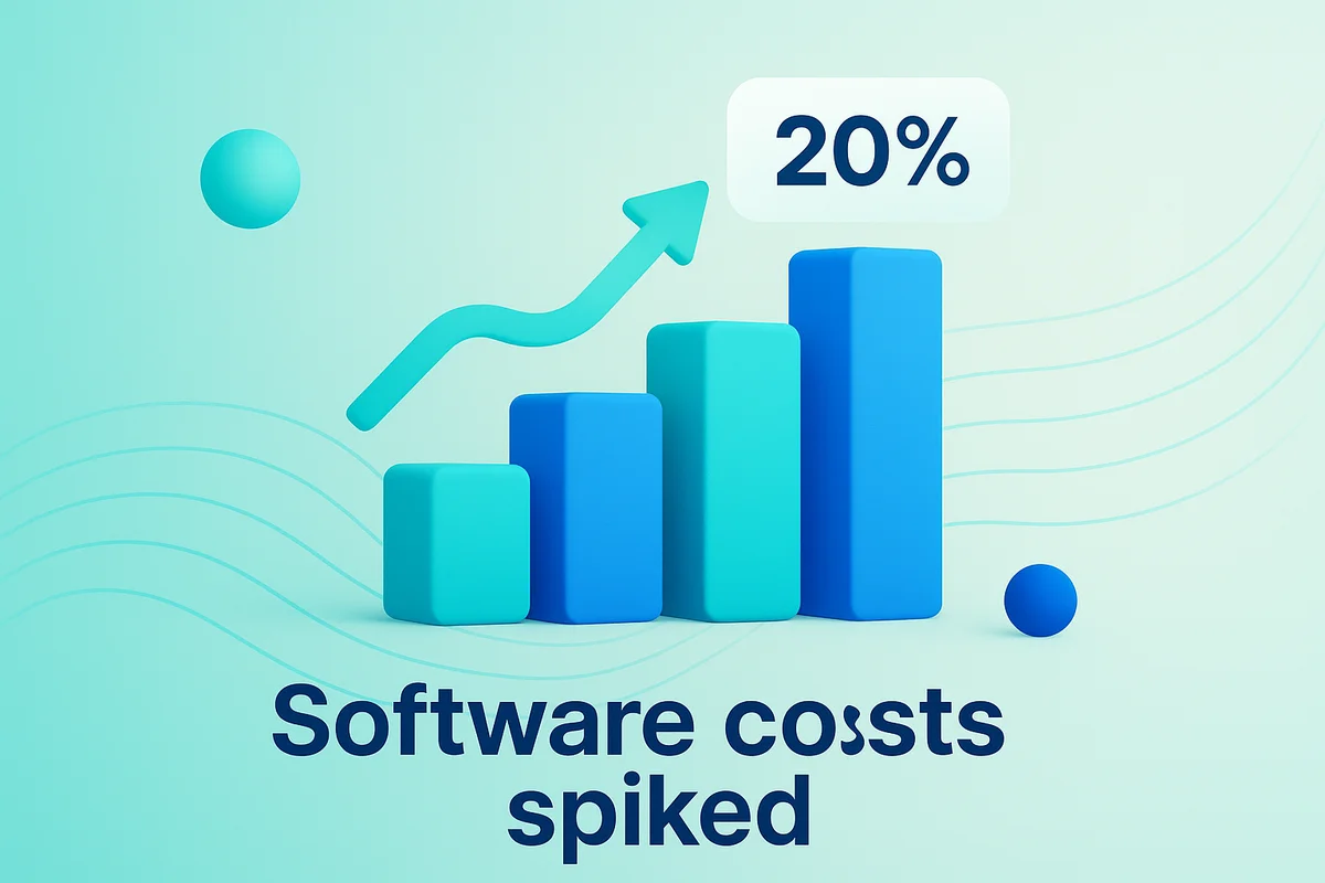 Dashboard displaying software usage metrics, highlighting the disconnect between logins and unexpected software cost increases.