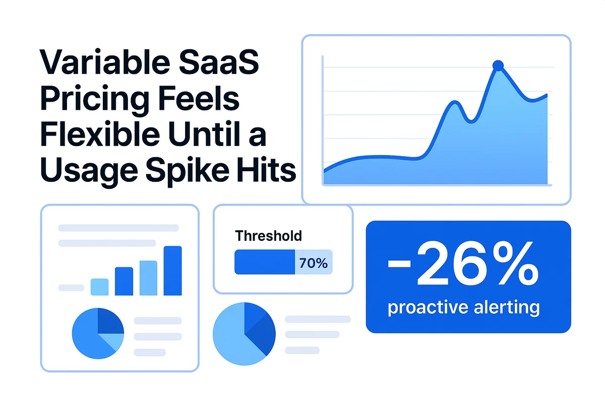A fluctuating graph illustrating variable SaaS costs, showcasing spikes in usage and associated pricing challenges for procurement teams.