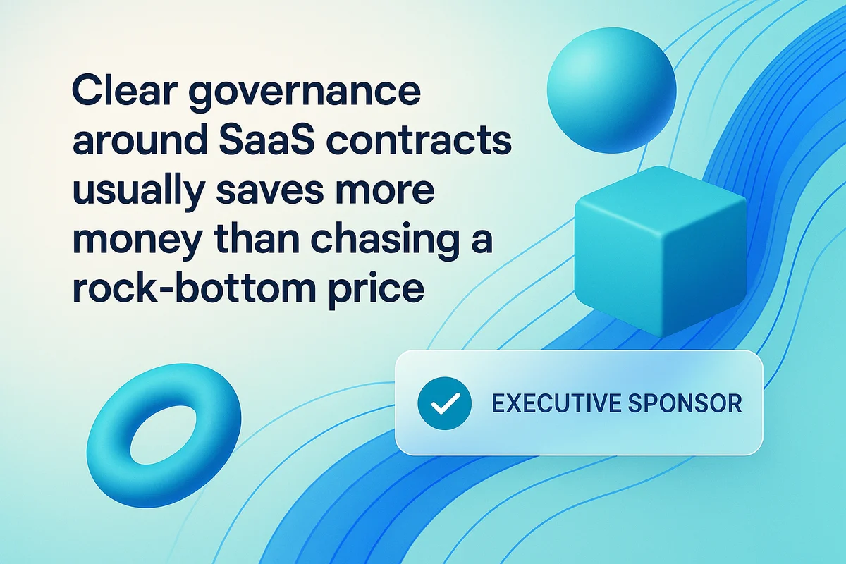 Diagram illustrating cross-team collaboration and accountability through a RACI model for effective SaaS contract governance.