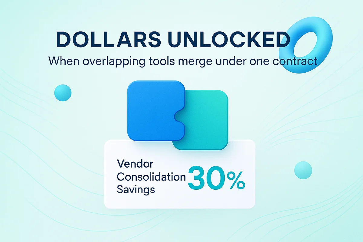 Graph illustrating vendor consolidation savings by comparing overlapping tool costs and replacement platform pricing.