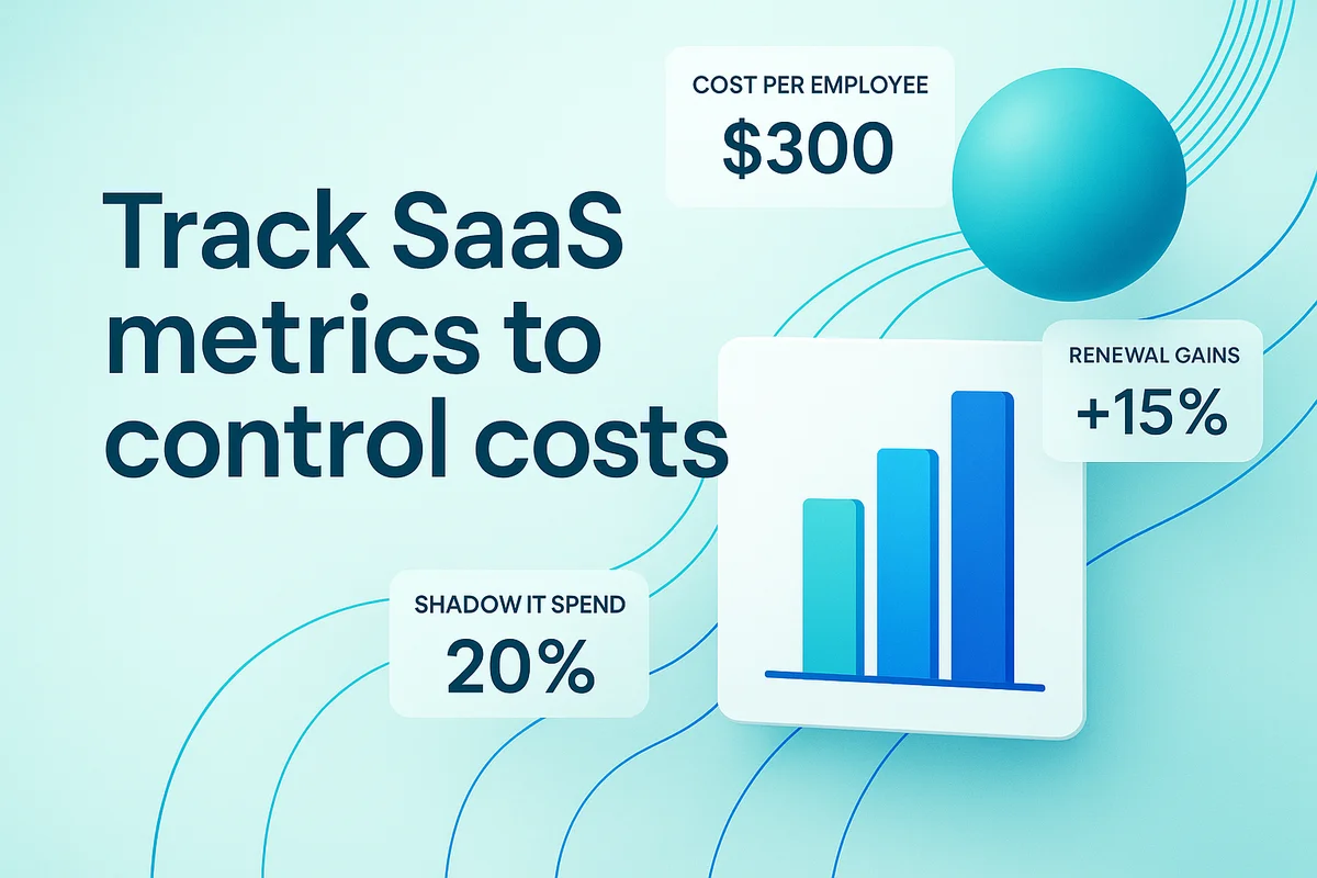 Illustration of key metrics for IT leaders to manage and control SaaS costs effectively.