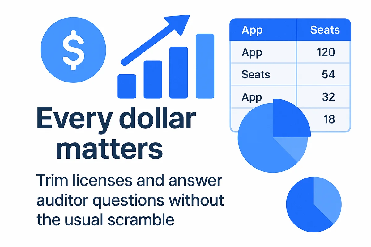 Nonprofit team analyzing software usage to optimize costs and streamline their budgeting process for improved efficiency.