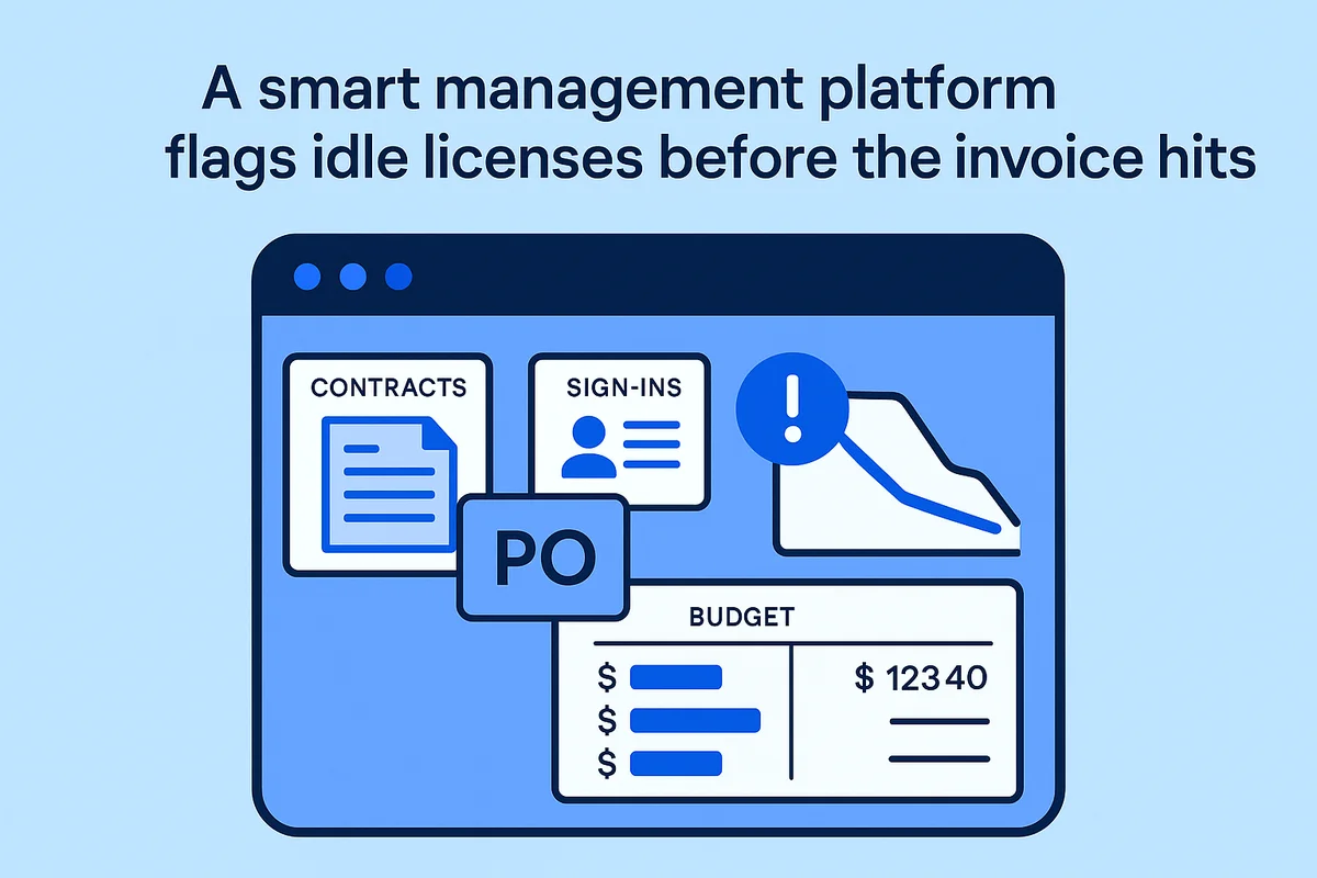 A streamlined management platform consolidating SaaS contracts and licenses to optimize procurement and budgeting.