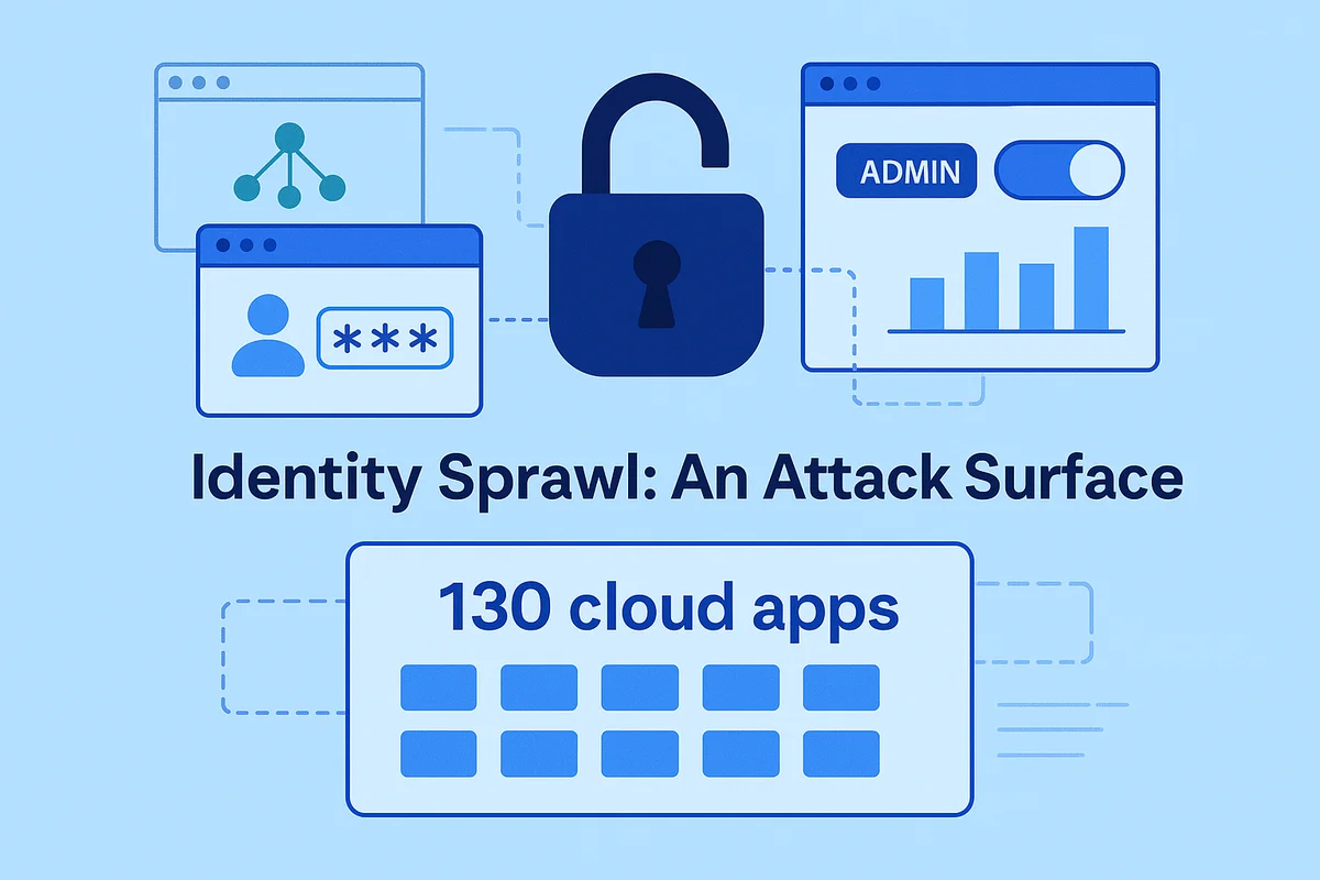 Cloud apps contributing to identity sprawl, highlighting security risks and management challenges for IT teams.