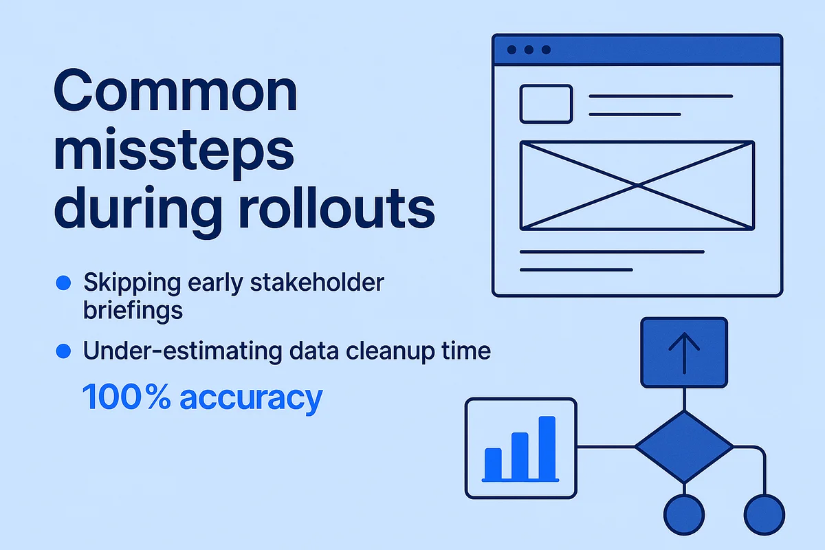 Strategies for successful project rollouts highlighting common missteps and the importance of quick, aligned actions.