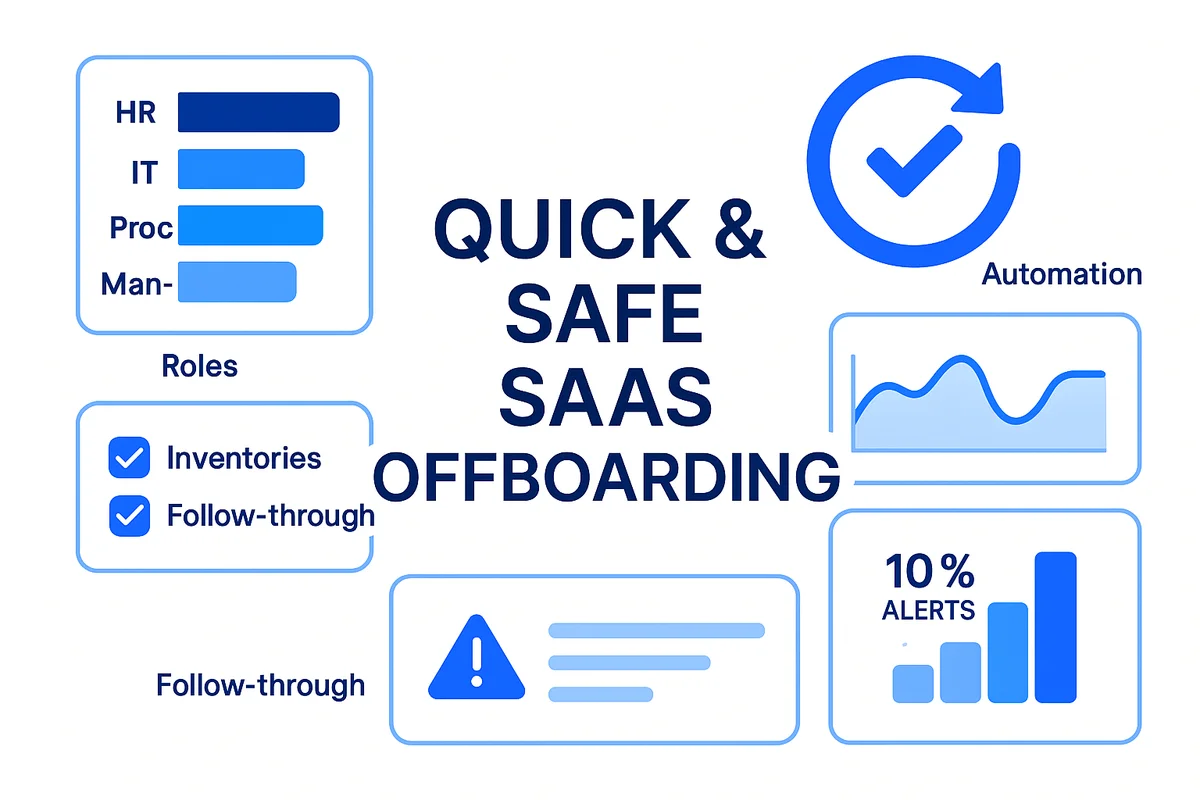 Workflow diagram illustrating roles and processes for effective SaaS offboarding, highlighting automation and compliance measures.