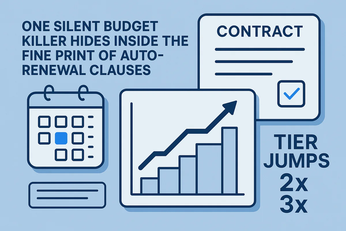 Auto-renewal contracts hidden in fine print can unexpectedly escalate budgets, leading to significant financial challenges.